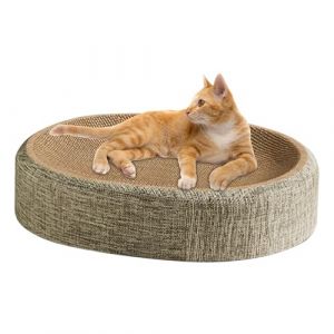 Lit Griffoir pour Chat, Tapis 2 en 1, Lit Ovale Li t pour Chat, Carton Rond, Grattoir Rond, Tapis De Couchage Ovale, Bol De Salon, Jeu De Griffes, Li t Canap&eacute; pour Dormir en Int&eacute;rieur (jueras, neuf)