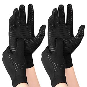 2 paire Gants de Compression Arthritique en Cuivre, Gants Anti-arthrite,Gants Compression Soigner Arthrite Soulager Douleur pour Polyarthrite Rhumato&iuml;de du Canal Carpien et l&rsquo;arthrose Tendinites (M) (KINMUux, neuf)