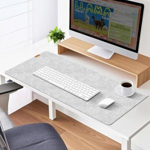 AiPsekocy Sous-main en Feutre,Tapis de Bureau en Feut, Support pour Ordinateur Portable, Sous-main de Bureau, Antidérapants Minimalistes Grand Tapis de Souris pour Bureau-100x40cm (Saicok, neuf)