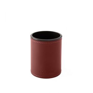 eglooh - Orfeo - Pot &agrave; Crayon pour Bureau du Design Ronde en Cuir Rouge Bordeaux cm 7,8 x 7,8 H.9,5 - Coutures Artisanales et Structure R&eacute;sistent - Made in Italy (eglooh, neuf)