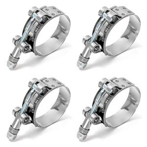 QWORK® Tuyau Clips, Colliers de Serrage à Boulon en T, t-Bolt Colliers, Acier Inoxydable, pour Famille Tuyau d'eau, réservoir de gaz, Tube d'automobiles, 46-52mm, Lot de 4 (shavinglikes, neuf)