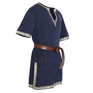 Gefomuofe Gilet médiéval pour homme, lilas, costume médiéval, Halloween, tunique, chemise à lacets, sans manches, manteau, costume victorien, lilas, veste de cosplay, G bleu., XXL (SDFKLJV, neuf)