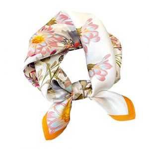 Aufeel Petit foulard carrée 100 % pure soie de mûrier pour femme, Foulard en soie, 53 x 53 cm, jaune, Small (TechGeniusDepot, neuf)