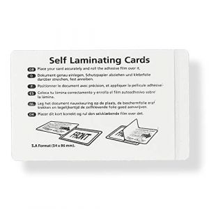 Sachets de plastification à froid autocollants, films de plastification pour sceller et protéger des photos, des menus etc. sans machine à plastifier, jeu de 10, chacun 54 mm x 86 mm, transparent (modulor, neuf)