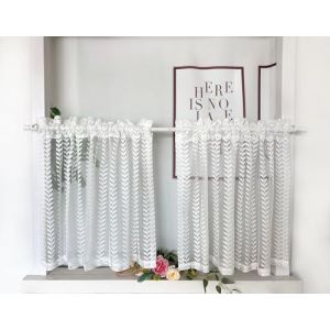 Daliena Lot de 2 rideaux brise-bise courts et dentelle - Transparent - Avec passe-tringle - Pour petite fenêtre - Moderne - Courts - 120 x 45 cm (l x H) - Blanc (Cang Fu, neuf)