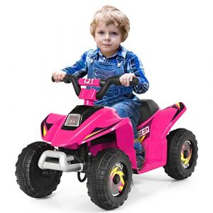 COSTWAY Quad avec Batterie 6V pour Enfant, Quad Électrique avec Marche Avant/Arrière, Fonctionnement Sécurisé et Vitesse Max de 4,5 km/h, Cadeau pour Garçons et Filles, Rose (FDS GmbH, neuf)