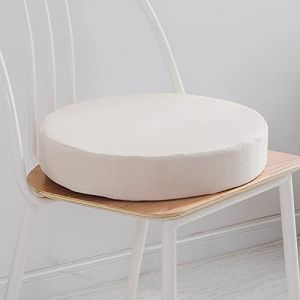 Hruile Coussin de chaise rond pour chaises de salle à manger, cuisine, jardin, housse amovible pour intérieur et extérieur, salon, terrasse, bureau, boutique - 50 x 50 x 5 cm - Blanc (Hruile, neuf)