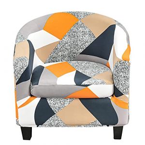 TOPCHANCES Housse de Fauteuil Cabriolet Imprime Motif géométrique Housse de canapé Relax Club Chaise de Baignoire Housse de Fauteuil Extensible Polyester (Housse de Chaise + Housse de Coussin, Y-7) (paramount city, neuf)