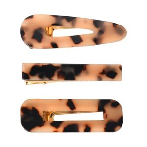 Yexueer Lot de 3 pinces &agrave; cheveux en r&eacute;sine d'ac&eacute;tate pour femme &ndash; Barrettes fran&ccedil;aises minimalistes vintage en &eacute;caille de tortue, bec de canard et pinces &agrave; cheveux crocodile g&eacute;om&eacute;triques (xuelingkuajing, neuf)