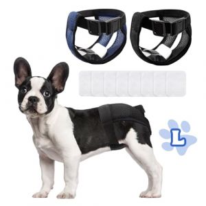 2 Pi&egrave;ces Couche pour Chien Femell, Culotte Chiennes Chaleurs pour Chien, Couches pour Chiens, Culotte Menstruelle Femelle avec 8 Serviettes Hygi&eacute;niques, Noir et Bleu, Taille L (Marsden House, neuf)