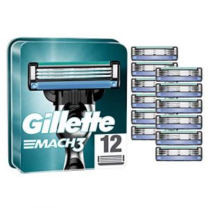 Gillette Mach3 Lames de Rasoir Homme, Pack de 12 Recharges de Rasoir Plus Résistantes Que Les Lames en Acier, Lubrastrip Améliorée, XXL, L'emballage Peut Varier (CrazyKangaroo, neuf)