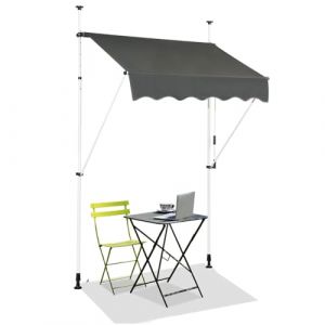 HOMASIS Store à Serrage 150/200/250/300/350/400 cm, Protection Solaire réglable en Hauteur sans perçage, auvent avec manivelle, Store banne Manuel à Bras articulé, pour l'extérieur (Gris, 1.5m) (Homasis, neuf)