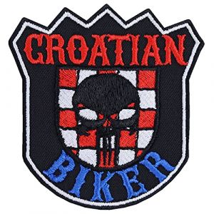 &Eacute;cusson Thermocollant "Motard Croate" Patch Biker Blason Croate | Patch pour Jeans Cadeau Motard Application pour Accessoires de Moto/Bottes/Valise de Moto | 90x90mm (EXPRESS-STICKEREI, neuf)