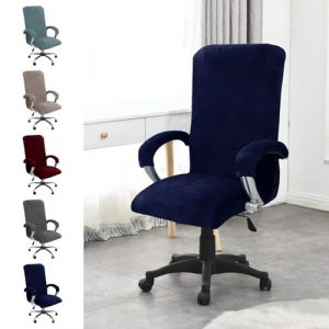YushengTai Housse de chaise de bureau en velours avec accoudoirs - Housse de si&egrave;ge pour chaise de bureau - Housse de si&egrave;ge haut - Housse de chaise de jeu avec accoudoirs - Amovible et &eacute;lastique (bleu (YUSHENGTAI, neuf)