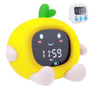 Reveil Enfant Educatif Jour/Nuit Réveil Pedagogique Lumineux 8 Couleurs Veilleuse pour 3-10 Ans Réveils Fille Garcon + Minuteur Reveille Matin D'apprentissage au Sommeil, Fonction Snooze/Mémoire (hai nan hui jun ke ji you xian gong si, neuf)