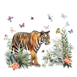 Stickers Muraux Tigre Stickers Muraux Animaux de la Jungle | Stickers Animaux de la Jungle Décoration de Tigre - Autocollant Art Mural de Décoration de Tigre pour (winklike, neuf)