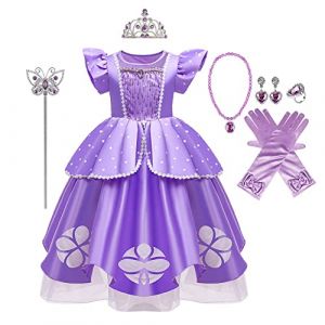 MYRISAM Robe de Sofia de Carnaval D&eacute;guisements Filles Princesse Costume de Raiponce Enfants Conte de F&eacute;e Halloween Cosplay No&euml;l Robe de Soir&eacute;e C&eacute;r&eacute;monie Anniversaire avec Accessoires 11-12 ans (MYRISAM store, neuf)