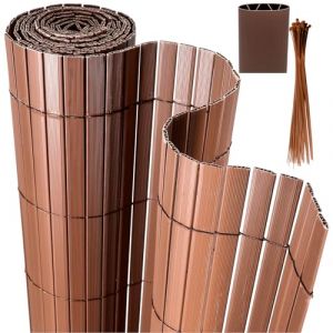 Joparri Canisse en PVC, Brise Vue en PVC 120 x 500 cm, Cl&ocirc;ture de Jardin avec Serre-c&acirc;bles, Brise-Vue pour Jardin, Balcon, terrasse, cl&ocirc;ture, Renfort int&eacute;rieur en 4 Poids, Marron (LILYLILY, neuf)