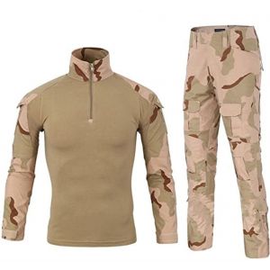 Czen Chemise de Combat militaire pour hommes uniforme tactique chemises à manches longues pantalon costume Airsoft BDU chemise Paintball tenue de Camouflage (33Desert, XL) (Higold, neuf)