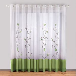SIMPVALE 2 Pièce Rideaux Voilage, Vert 140cmx260cm Polyester à Œillet Voilages Intérieurs Voilage Fenêtre pour Salon Chambre Bureau Transparent Panneaux Élégante Décoration (Gazelle E-Commerce, neuf)