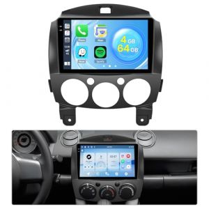 Roinvou 4G+64G Android 15 Autoradio pour Mazda 2 2007-2014 sans Fil Carplay Android Auto, 9'' Incell &Eacute;cran Tactile Radio avec Mirror Link GPS Bluetooth FM RDS WiFi EQ SWC Cam&eacute;ra de Recul (wenheyou, neuf)