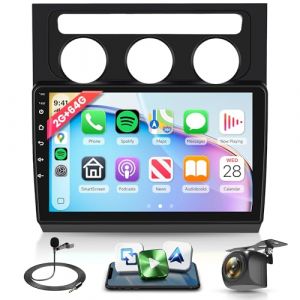 4 Core 64G Android Autoradio pour VW Touran 2004-2008 Sans Fil Carplay Android Auto 10.1 Pouces &Eacute;cran Tactile Autoradio avec GPS Navi WiFi Mirror Link Bluetooth FM/RDS Radio EQ/USB/SWC Cam&eacute;ra de Recul (Rimoody Direct, neuf)