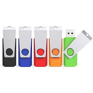 KEXIN Cl&eacute; USB 16Go 2.0 LED Lot de 5 Clef USB 2.0 16 Go 5 Pi&egrave;ces Cle USB Flash Drive 16 Giga Portable avec Pince en M&eacute;tal &agrave; 360&deg; Compatible avec PC (Noir Bleu Rouge Vert Orange) (KTDISK, neuf)