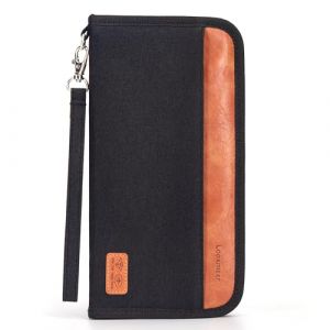 Looxmeer Portefeuille Homme, Pochette Passeport Porte-Passeport Organisateur de Voyage Familial avec Blocage RFID Porte-Document Pochette pour Billet d'avion Voyage Accessoires, Noir (XIAOTENG, neuf)