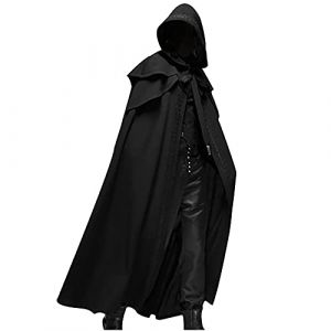 Wyongtao Cape pour Halloween Homme,Cape &Agrave; Capuche Style Gothique M&eacute;di&eacute;vale Manteau pour Halloween Manteau Cape Couleur Unie Grande Taille,Deguisement Carnaval (Wyongtao❖, neuf)