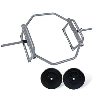 ZERRO Barre Hexagonale Olympique 25mm, Hex Bar Deadlift avec disques de poids 2x10 kg et 2 pinces à ressort, Capacité maximale 120kg, Haltère Barre Fitness (CCLIFE Technic GmbH, neuf)