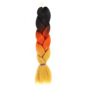 LYVQZPWLRla mode synthétique, Extensions de cheveux synthétiques tressés de 61 cm for femmes, coiffures à faire soi-même, jaune, orange, blond(M64) (KanHuaDeY, neuf)