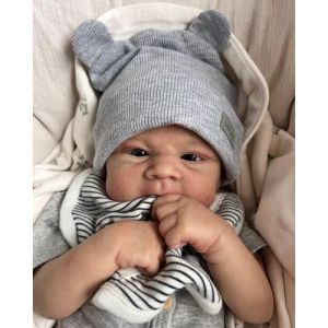 Anano Poupée Bébé Reborn Garcon Silicone Plein Corps - Bebe Reborn Silicone Souple Très Réaliste avec Poids, 43cm (17") - Yeux Ouverts Et Oreiller Inclus - comme Un Vrai Bébé (Contemporaine) (J-J Link Global, neuf)