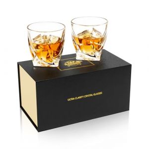 KANARS Verre à Whisky, Verres a Whiskey en Cristal pour Scotch, Whisky, Martini, Cognac, 300 ml, Lot de 2 Pièces, Belle Boîte Cadeau (KANARS Crystal, neuf)