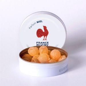 Bo&icirc;te de Bonbons Officielle Coupe du monde France Rugby Ovalie Original (Miel) (La compagnie des confiseurs, neuf)