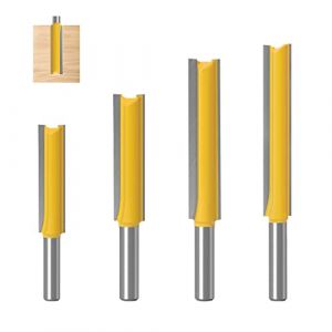 HWTONG 4 Pièces 8 mm Queue Fraise Defonceuse, Fraise Droite, Fraise à Bois Fraise Extra-longue, Mèches Carbide Router Bits Fraise à Menuiserie, pour le Travail du Bois (40mm 50mm 63mm 76mm) (HUAWTONG, neuf)