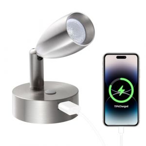 acegoo Lampe de Lecture LED 12V Camping-Car avec Chargeur USB Lit Murale Chevet Spot, Dimmable DC12-24V pour Bateau Cabine Camion Van Caravane (Nickel bross&eacute;, 1 Pcs) (Acegoo EU, neuf)