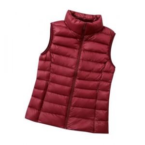 Doudoune Legere sans Manches Femme Gilet Duvet sans Manche Femme Veste Doudoune L&eacute;g&egrave;re Fine sans Manche Femme Gilet Matelass&eacute; sans Manches Femme Blouson Rembourr&eacute; Manteau sans Manche Femme Rouge L (HAXNOHEY, neuf)