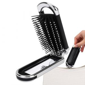 Vanalini de voyage, brosse - d&eacute;frisage pliable avec miroir | portable compact pour salle de gym, &eacute;cole, ext&eacute;rieur, femmes (bactsm, neuf)