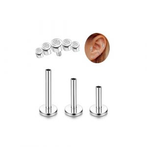 Adramata G23 Titane Piercing Helix Tragus Hypoallerg&eacute;nique Labret Levre Filetage Interne Monroe Medusa Petit CZ Oreille Conch Or Argent (jjccui, neuf)