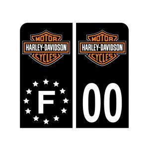 HADEXIA Pack Moto Autocollant Stickers Plaque d'immatriculation Premium Harley Davidson Noir - Numéro Personnalisé (Digital Sticker, neuf)