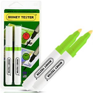 Money Tester - Stylo Détecteur de Faux Billets, Stylo Faux Billets, détecteur Faux Billets, l’Euro, Le Dollar, la Livre Sterling et Les principales devises internationales, Made in Italy(2 Unités) (I.D. TECH S.r.l., neuf)