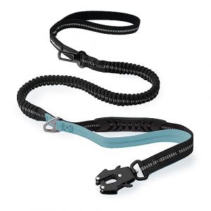 Laisse Tactique Robuste pour Chien avec Mousqueton &agrave; d&eacute;gagement Rapide et Fils hautement r&eacute;fl&eacute;chissants, 1,2 &agrave; 1,8 m pour Chiens de Taille Moyenne et Grande (Noir et Bleu Clair) (vanqou, neuf)