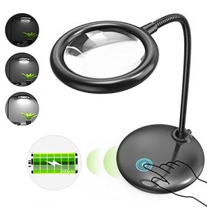 Raweao 5X Lampe Loupe Rechargeable sur Pied Batterie, Loupe Grossissante de Bureau Rechargeable, Lamp Loupe Modelisme sur Pied pour Lecture Couture Diamond Painting(Noir) (wentaoshiji-fr, neuf)