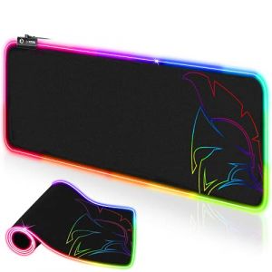 EMPIRE GAMING - Tapis de Souris Gamer Dark Rainbow - RGB LED 12 Modes d’Eclairage - Mouse Pad Rétroéclairage - Hydrorésistant - Caoutchouc Antidérapant - PC, Mac et Ordinateur Portable - 800x300x4mm (OptimumWay France, neuf)