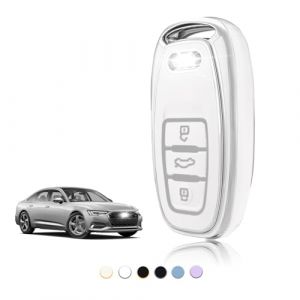 TOOMUME Coque Clé TPU, Etui Clé Étui Clé Adapté pour Audi A1 A2 A3 A4 A5 A6 A7 A8 A4L A6L A8L Q5 Q7 Q8 R8 RS4 RS5 RS6 S4 S5 S6 SQ5 SQ7 TT TTRS, Couvre Clef Cache Cle Voiture Telécommande - Smart Key (TOOMUME, neuf)