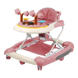 Trotteur pour bébé avec Roues Silencieuses pour Enfant Garçons et Filles - Trotteur Bébé Pliable pour Nourrisson de 6 à 18 Mois - Hauteur Réglable, Rangement Facile-67 * 72 * 92cm- Rose (A) (Hechheu, neuf)