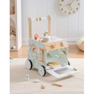 ROBOTIME Jouet en bois pour b&eacute;b&eacute; avec ensemble de jeu de cuisine, cube d'activit&eacute;s 2 en 1 pour tout-petits, jouet &eacute;ducatif d'apprentissage pr&eacute;coce, hauteur r&eacute;glable et contr&ocirc;le de la vitesse, cadeau (Global Premier Collections, neuf)