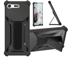 Aroepurt Coque pour Sony Xperia XZ Premium Coque &Eacute;tui Case Cover Hybride [avec Protection d'&eacute;cran en Verre tremp&eacute;] [Support magn&eacute;tique Pliable] [givr&eacute; r&eacute;sistant aux Empreintes digitales] Noir (Huayijie-eu, neuf)