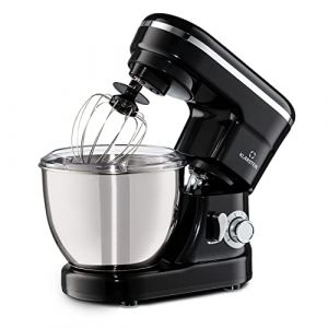 KLARSTEIN Bella - Robot patisserie, Robot cuisine, Petrin a pain, 6 niveaux de puissance, Fonction Pulse, Système planétaire, Bol en acier inoxydable, 3 pcs, 1200 W - Noir (Klarstein France, neuf)
