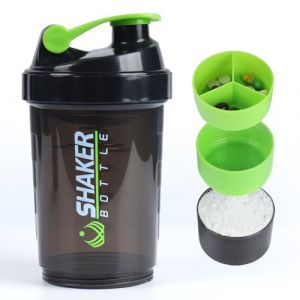 VIGIND Shaker à protéines 500ml,Bouteille shaker pour protéines,shaker avec compartiment,Mélangeur Sans Grumeaux，Anti-Fuite,Sans BPA & Lavable Lave-Vaisselle （Vert） (VIGIND Direct, neuf)